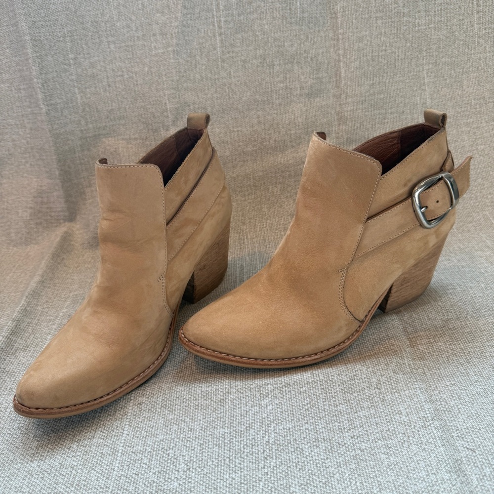 Tan Ankle Boots with Buckle Detail